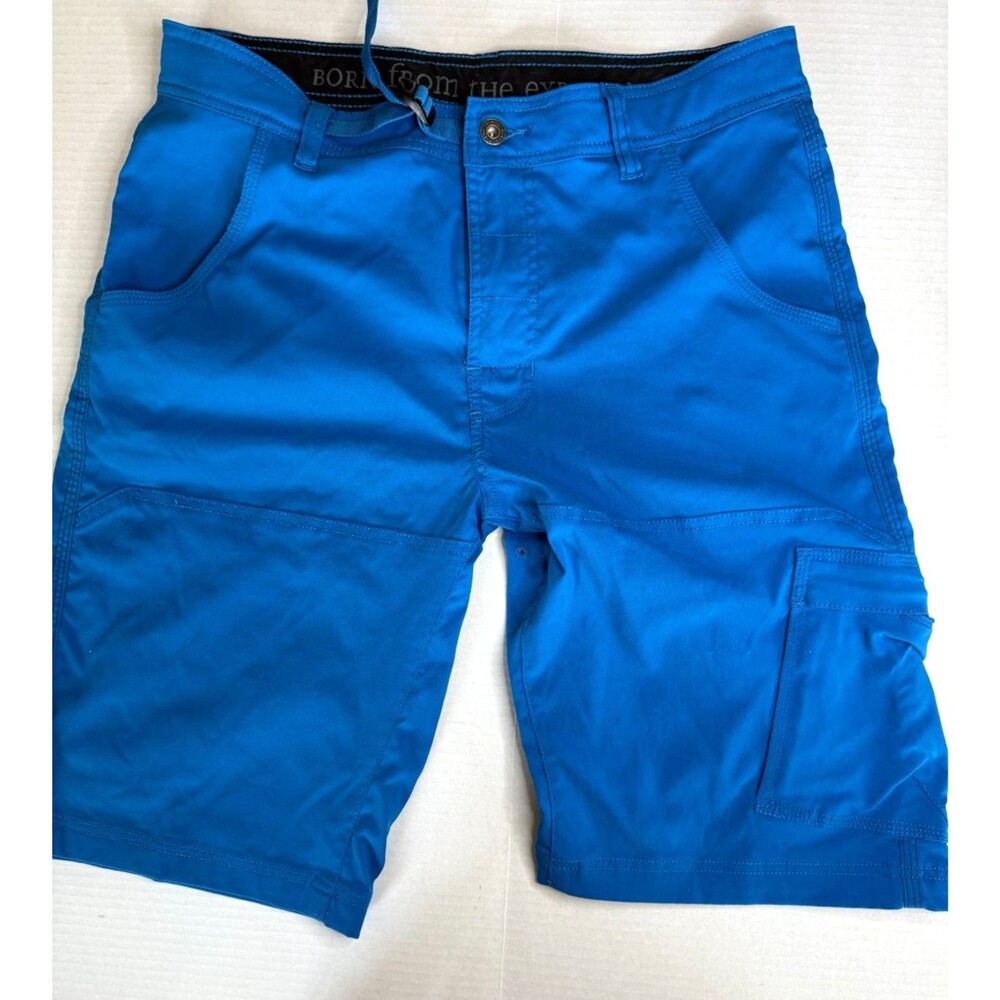 PrAna Cargo Shorts Men's W 33 Bright Blue Lightweight Nylon Belted 12 inch Ins - Picture 10 of 10